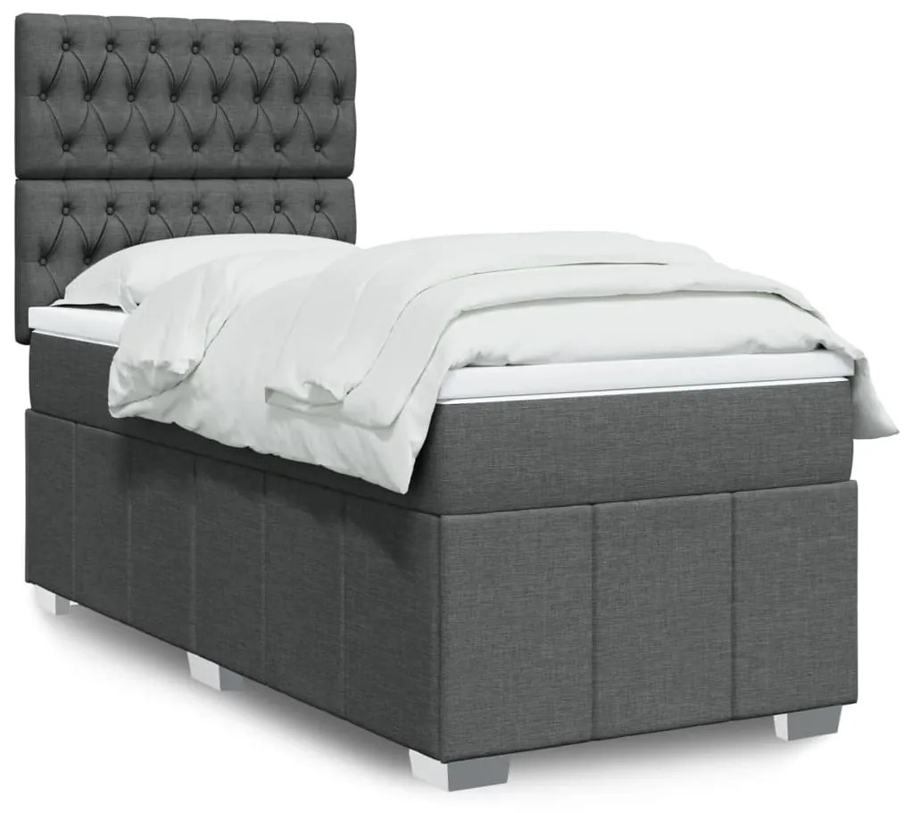 Giroletto A Molle Con Materasso Grigio Scuro 80x200 Cm Tessuto /