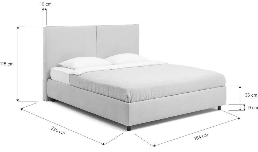 Letto matrimoniale imbottito beige con contenitore con rete inclusa 180x200 cm Myra Bold – Bonami Selection