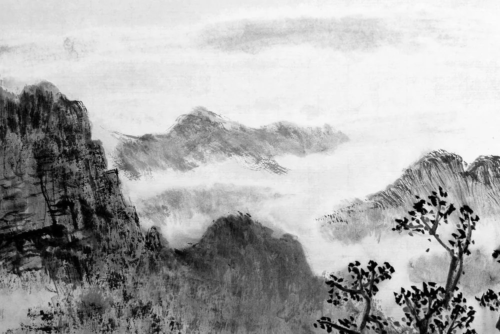Quadro su tela – Pittura tradizionale cinese di paesaggio in bianco e nero