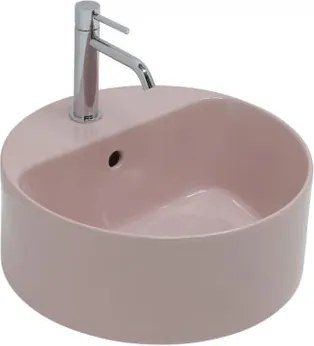 Lavabo da appoggio Open OLYMPIA CERAMICA tondo in ceramica L 40 x H 17 x P 40 cm rosa lucido piletta non inclusa