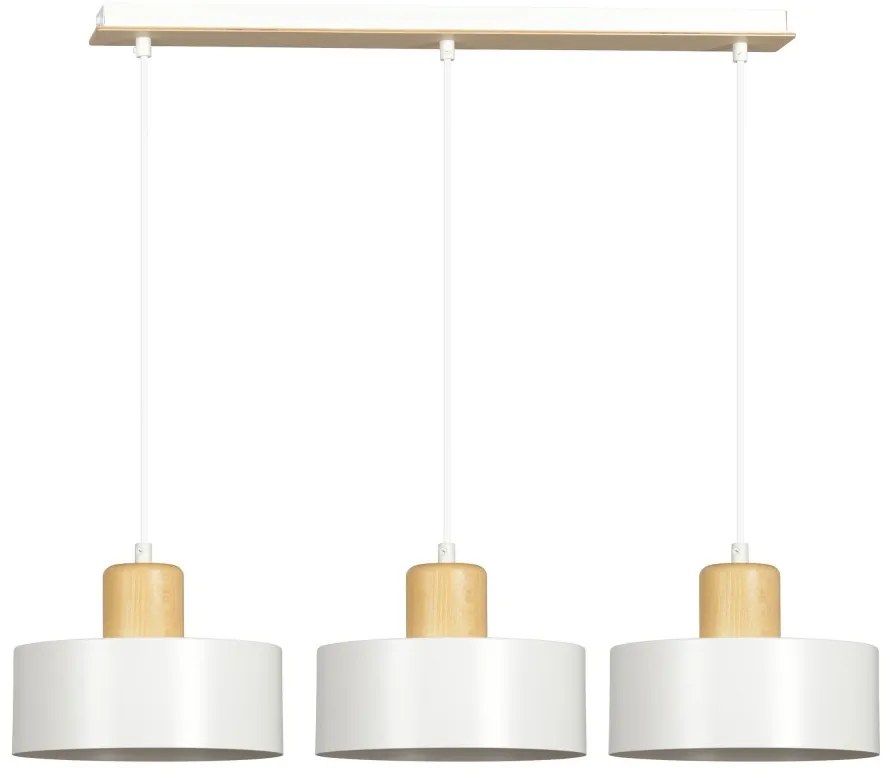 Lampadario a Sospensione in Acciaio e Legno TORIN 3 Nero 3xE27 Colore del corpo Bianco