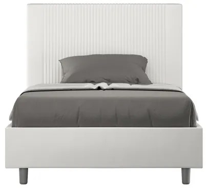 Letto senza rete imbottito 120x210 similpelle bianco Goya