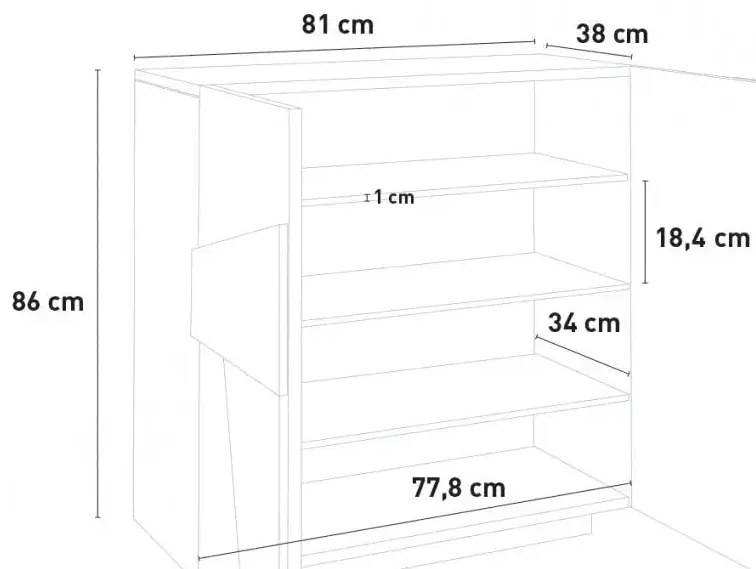 Scarpiera PING: Moderna Scarpiera con 2 Ante Battente in Cemento