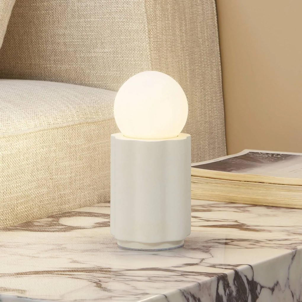 Lampada da tavolo Lindby Nielson, beige, altezza paralume 8,5 cm, gesso