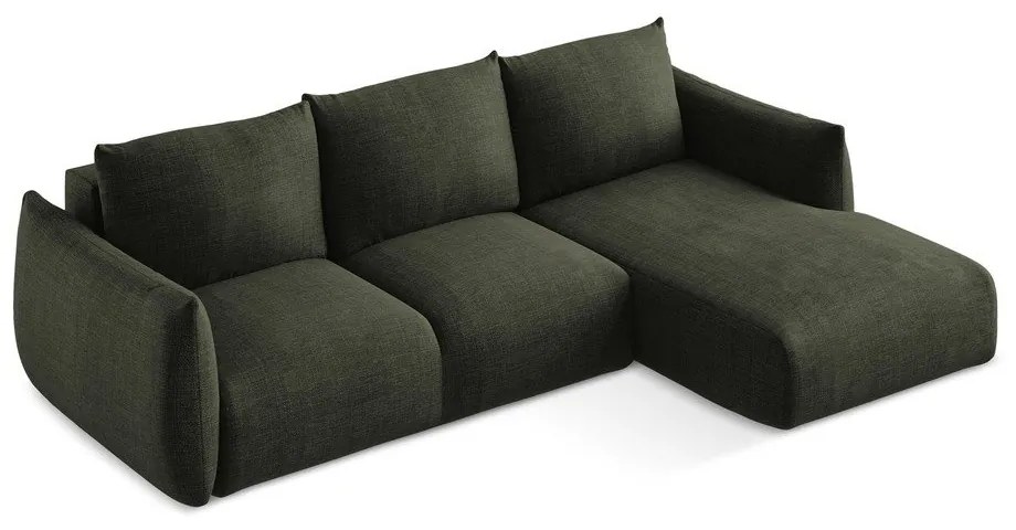 Divano angolare verde allungabile (con penisola a destra/con chaise lounge) Leila – Makamii