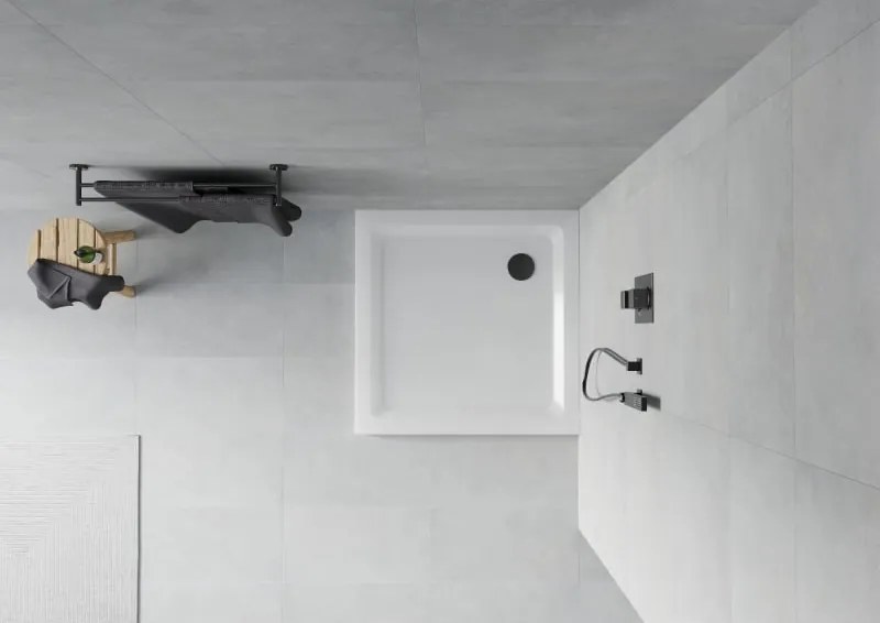 Mexen Flat piatto doccia quadrato slim 90 x 90 cm, bianco, sifone nero - 40109090B