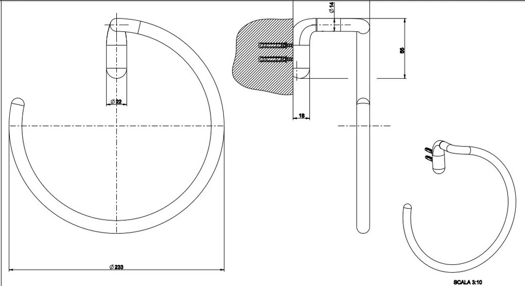 Porta asciugamani ad anello a parete cromo Goccia 38109 Gessi