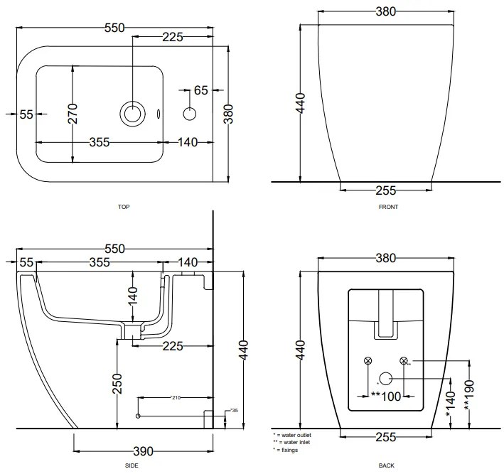 Cielo Shui Comfort bidet filo muro a pavimento monoforo in ceramica talco