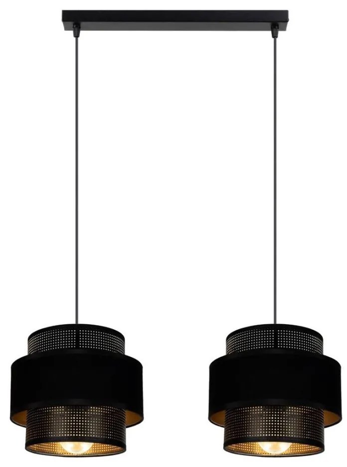 Lampadario a sospensione con filo NESS 2xE27/60W/230V nero