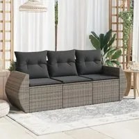 Set Divani da Giardino 3 pz con Cuscini Grigio in Polyrattan 3221059