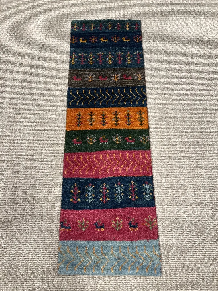 Gabbeh Tappeto persiano 40 x 130 Verde (Iran) Annodato A Mano