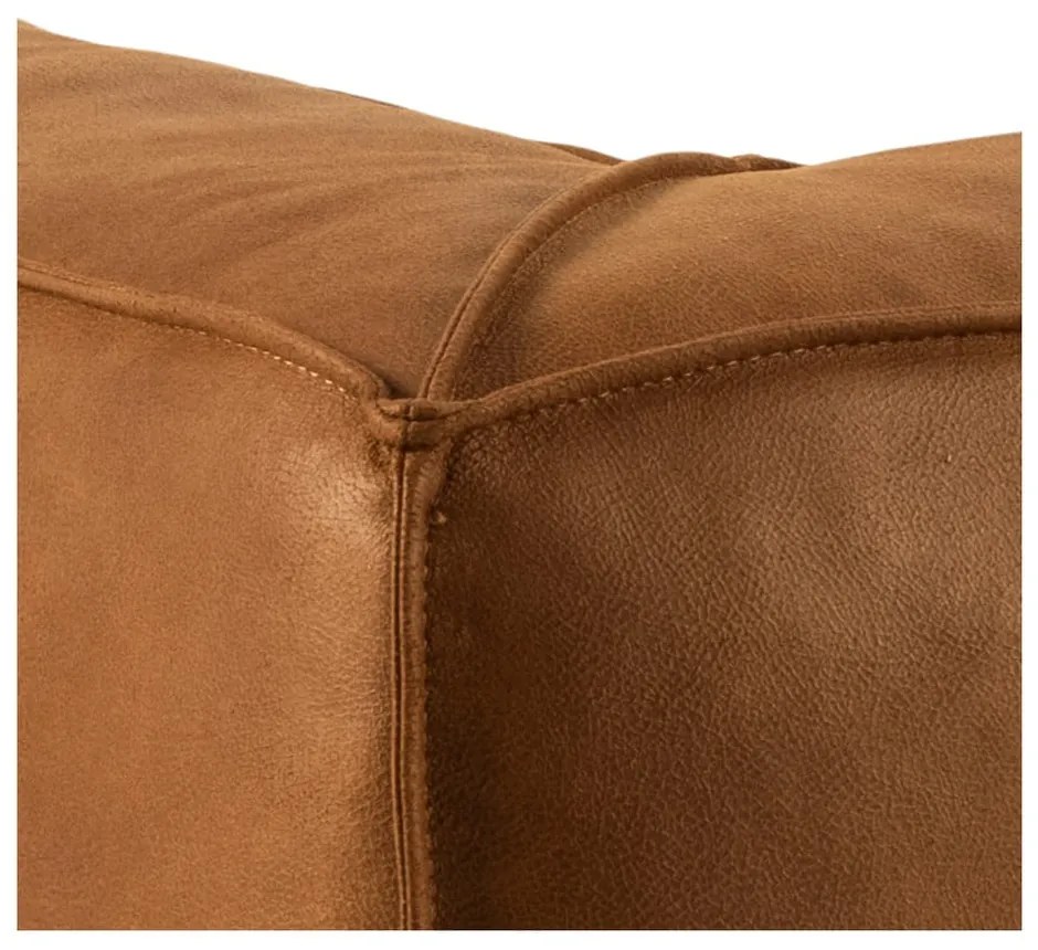 Divano angolare marrone cognac in pelle riciclata, angolo destro, 282 cm Fairfield - Bonami Selection