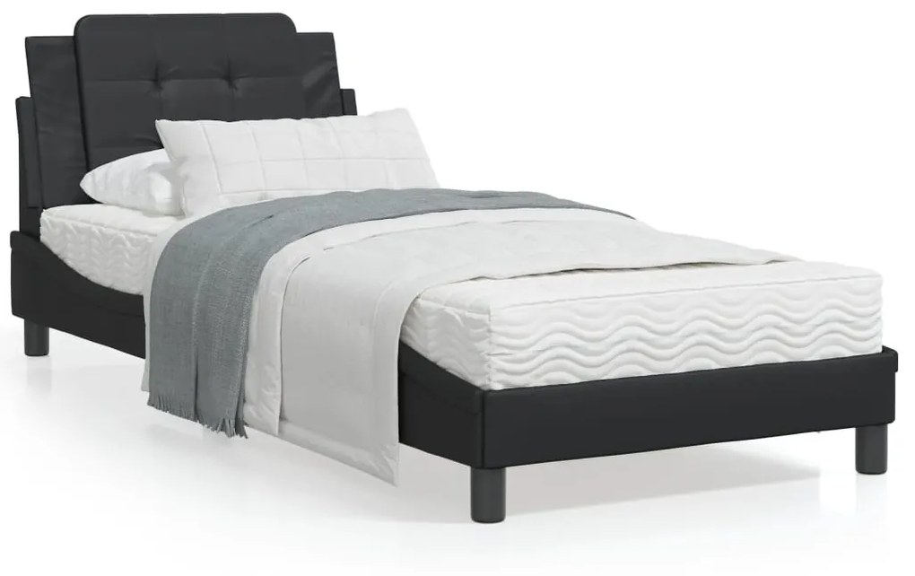 Letto con materasso nero 90x190 cm in similpelle