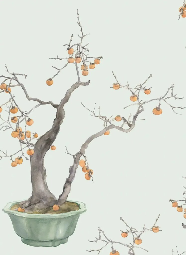 Cole & Son Carta da parati Kaki Persimmon - Jade Green/ Marigold
