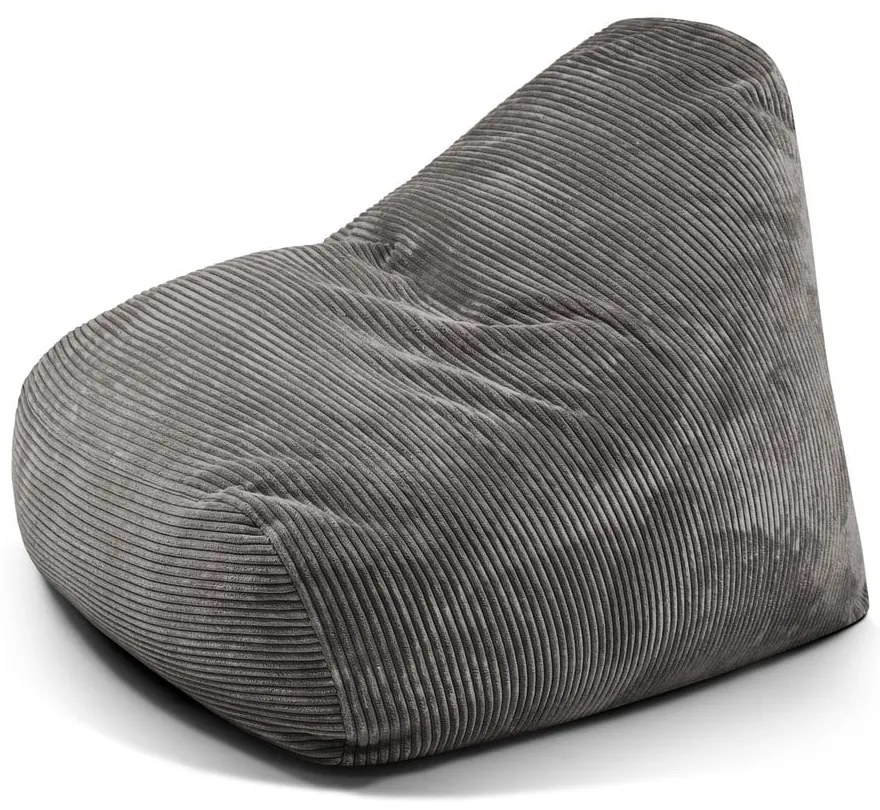 Puof a sacco grigio scuro con rivestimento in velluto a coste Snug 100 – SLOWDOWN