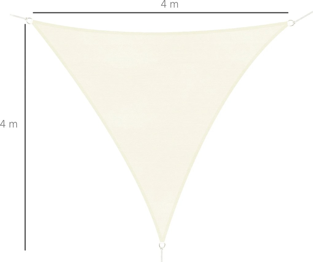 Tenda Vela da Giardino Triangolare in HDPE Crema 4x4x4m...