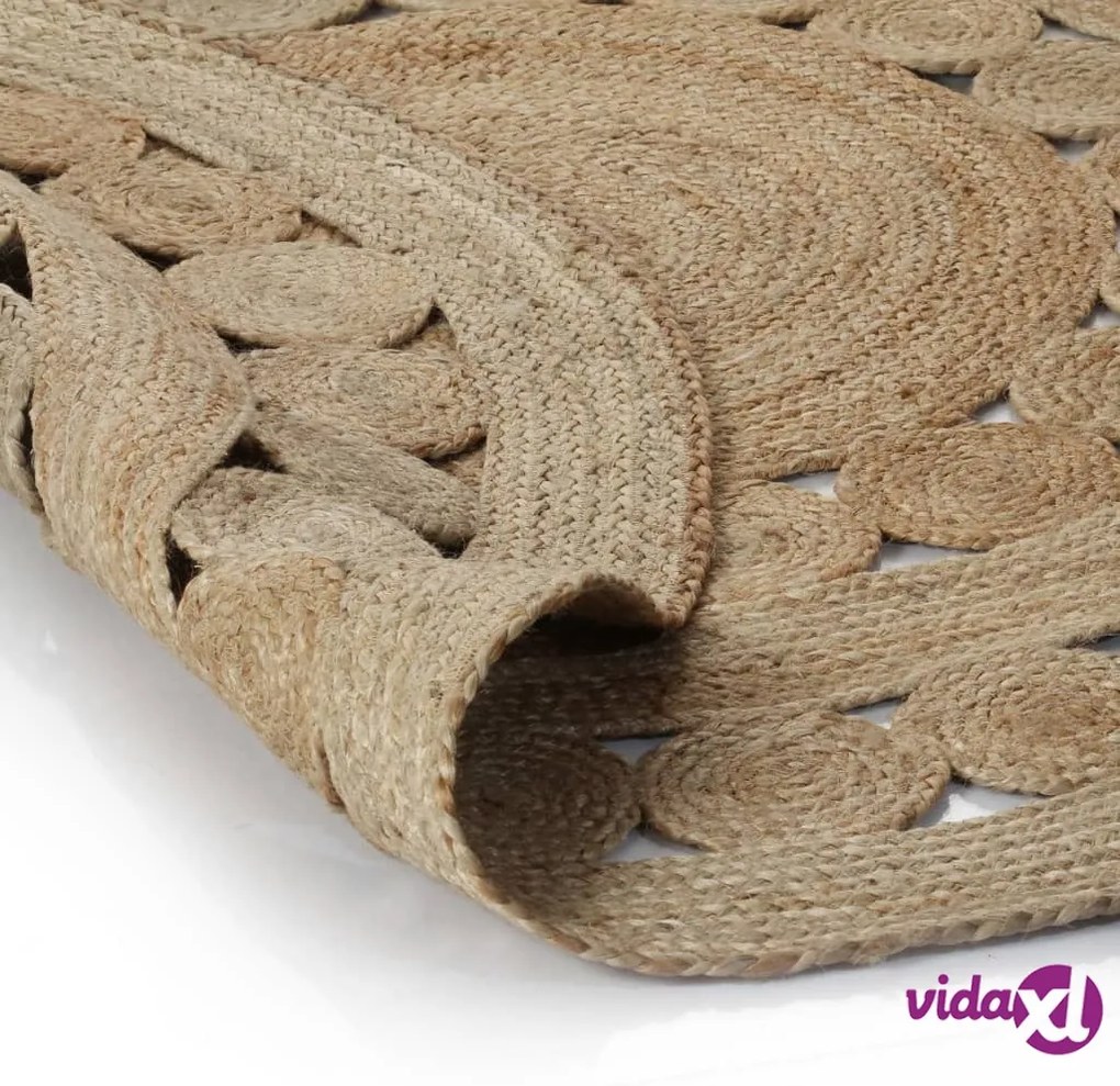 vidaXL Tappeto in Juta Intrecciata con Disegno 120 cm Rotondo