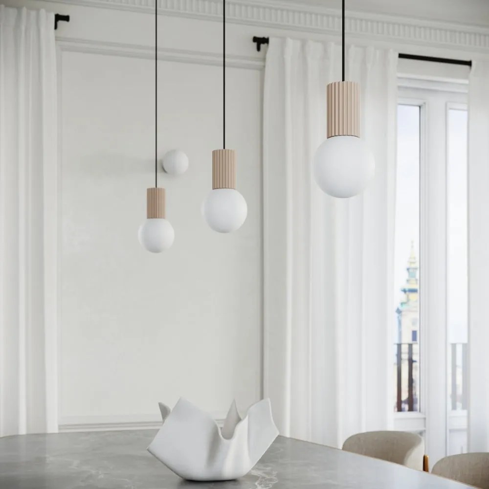 Lampadario grigio tortora con paralume in vetro ø 12 cm Orbital – Sollux