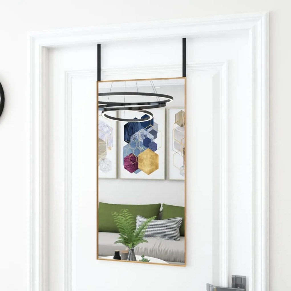 Specchio da Porta in Vetro e Alluminio disponibile in varie dimensioni, 40 x 80 cm / Oro