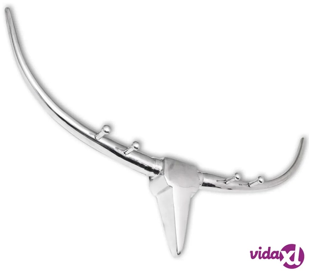 vidaXL Decorazione Testa Toro con Ganci a Parete Alluminio Argentato