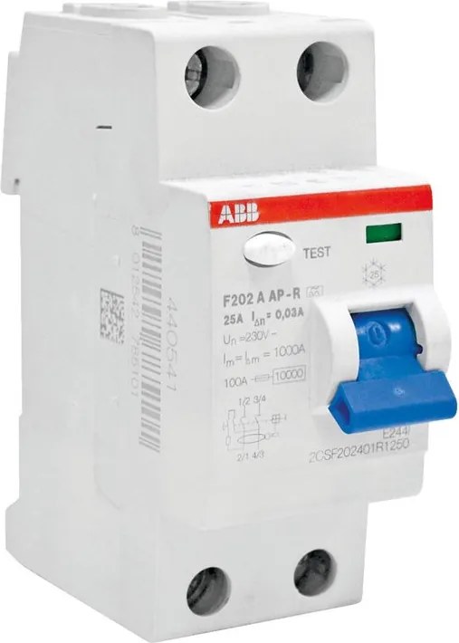 Differenziale salvavita 2P 25A 30mA A 2M ABB F202 A-25 / 0,03 AP-R