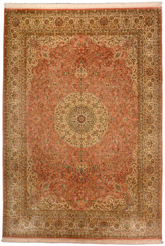Cashmere Silk Tappeto 190x270 Beige (Indian) Annodato A Mano