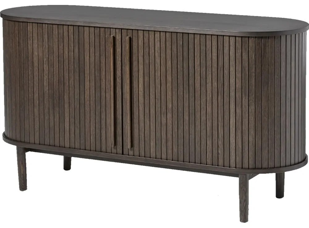 Cassettiera marrone effetto rovere con porte scorrevoli 140x76x45 cm Meta – Unique Furniture
