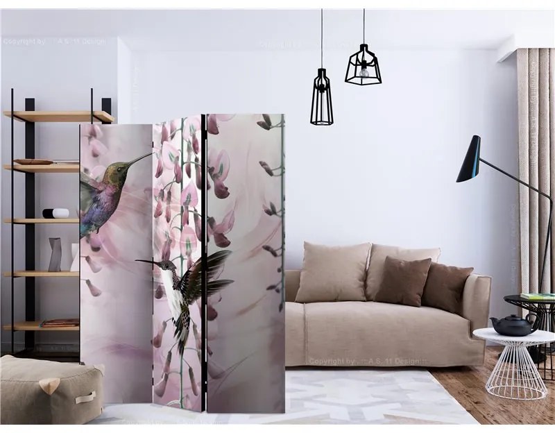 Paravento  Flying Hummingbirds (Pink) [Room Dividers]  Colore Rosa, Dimensioni e Misure 135x172