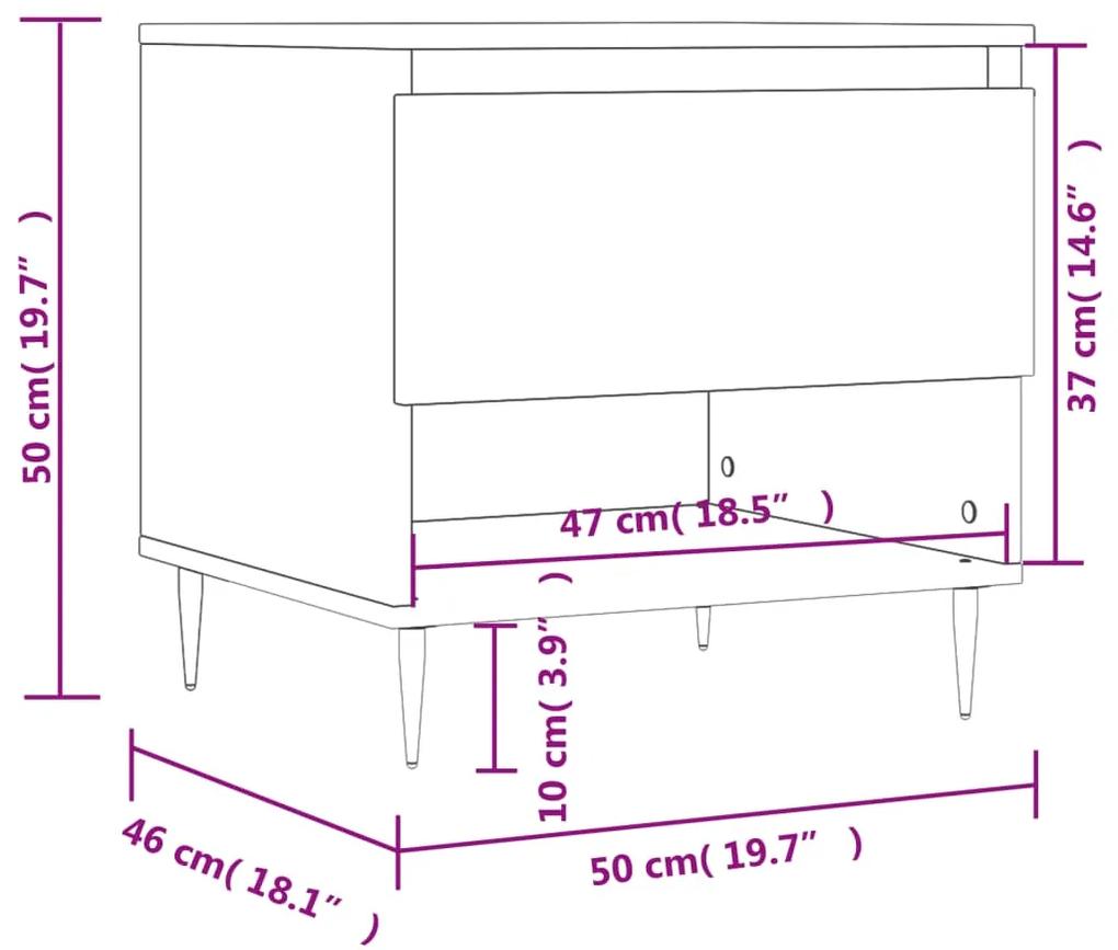 Tavolino da Salotto Rovere Fumo 50x46x50cm in Legno Multistrato