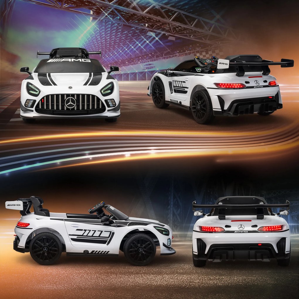 Macchina Elettrica Bambini 3-8 Anni Licenza Ufficiale Mercedes AMG 12V con Telecomando Luci LED Bianco...