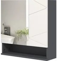 Specchio Armadietto da Bagno Pensile 2 Ante 55x17x55 cm in Legno Grigio