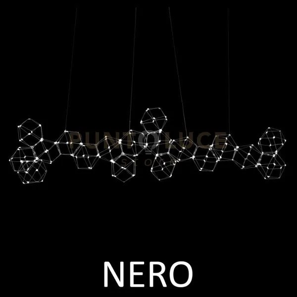 Lampada a sospensione lineare lucciola 18  cromato nero led 3000k 8...
