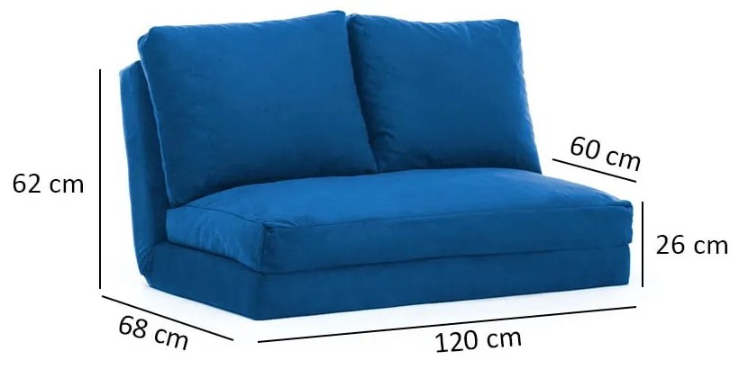 Divano letto blu 120 cm Taida - Balcab Home