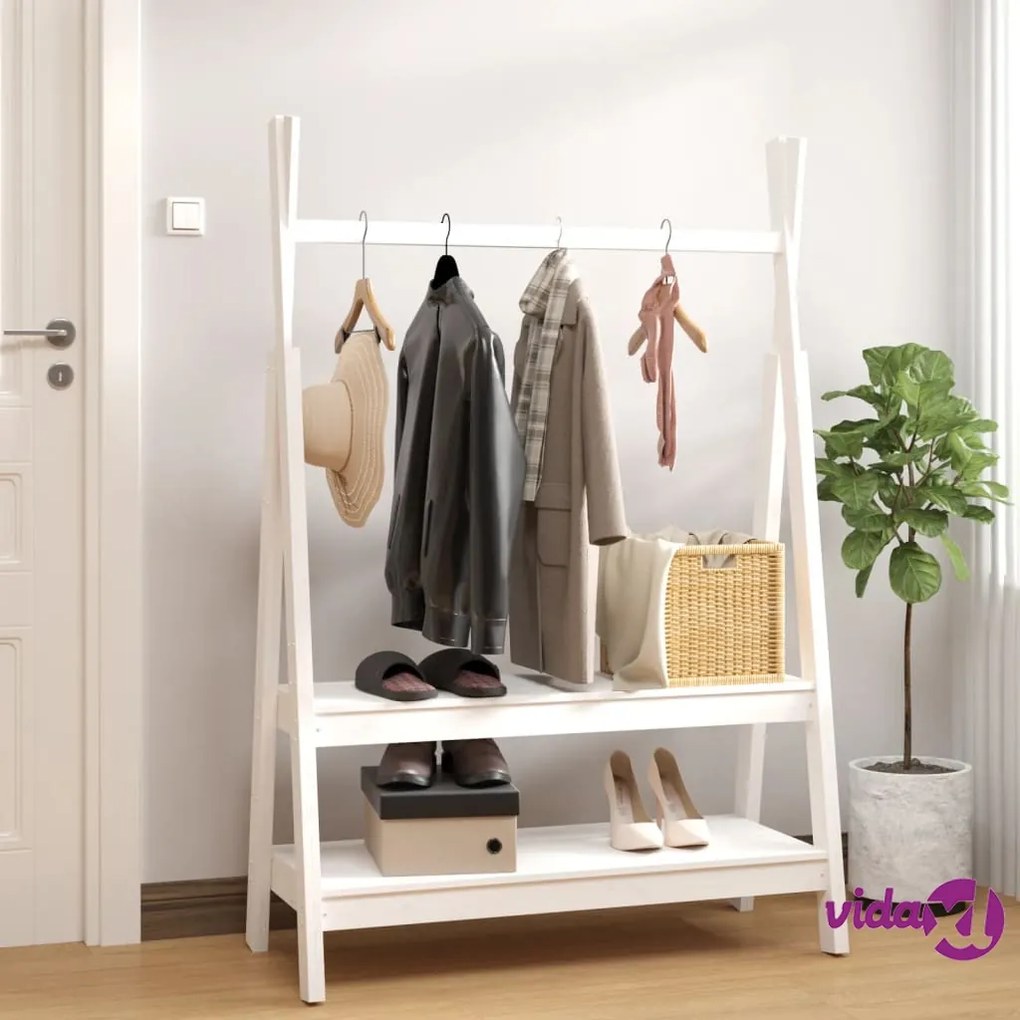 vidaXL Appendiabiti Bianco 100x45,5x150 cm Legno Massello di Pino
