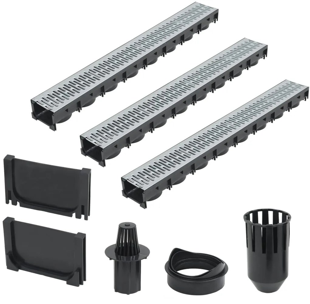 Canalette Di Drenaggio 3 Pz Acciaio Zincato 3 M /