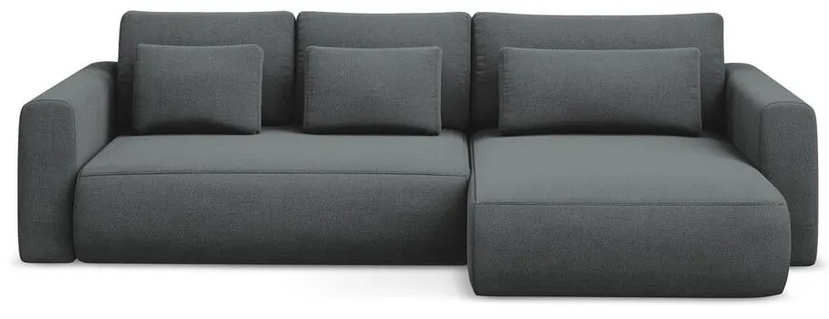 Divano angolare grigio scuro allungabile/con contenitore (con penisola a destra/con chaise lounge) Kapua – Makamii