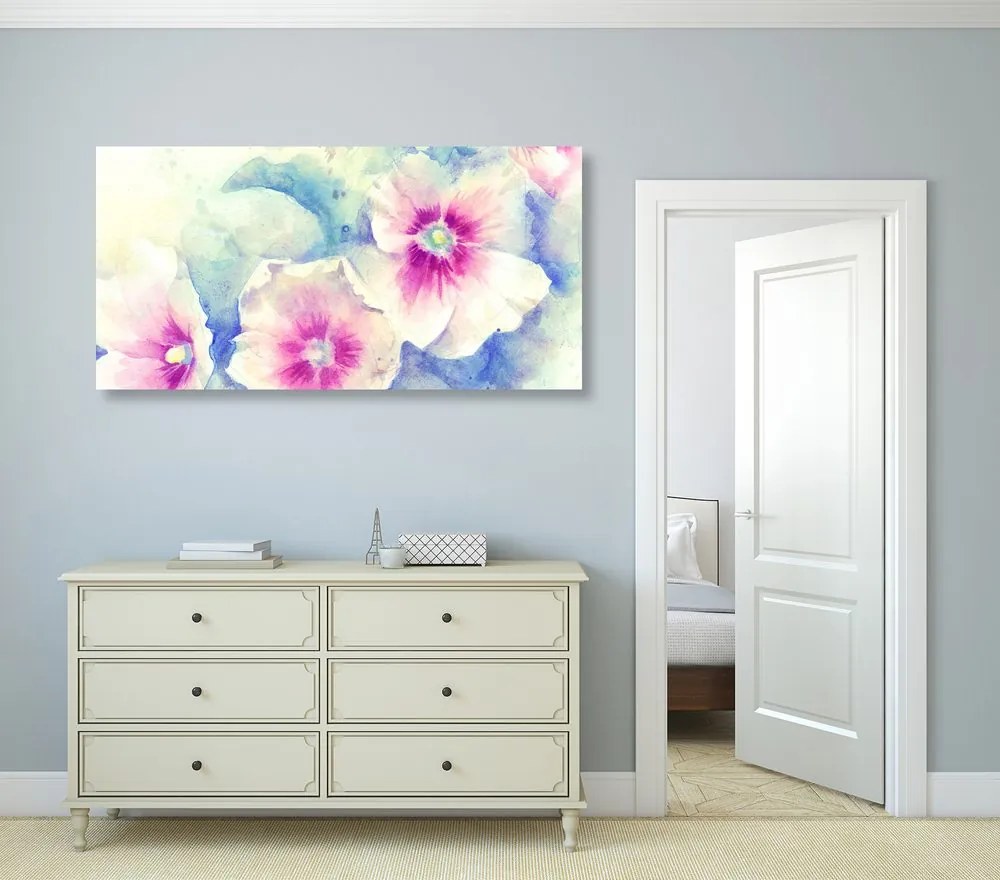 Stampa su tela – Fiori in acquerello rosa