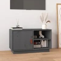 Mobile Porta TV Grigio 70x34x40 cm in Legno Massello di Pino 818237