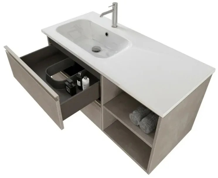 Mobile bagno sospeso 100 cm Master grigio con lavabo e specchio