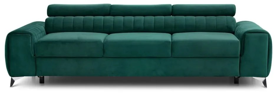 Divano verde allungabile e rivestimento in velluto 261 cm Laurence – ELTAP