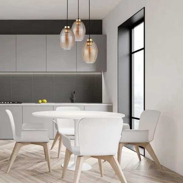 Lampadario LED sospeso a cavo SEBO 3xE27/15W/230V nero/beige fumé