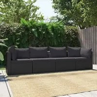 Set Divani da Giardino 4 pz con Cuscini in Polyrattan Nero cod mxl 65682