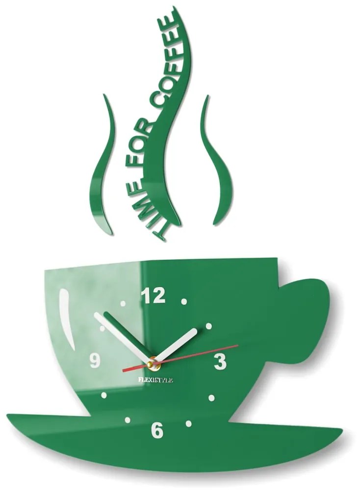 Orologio da parete È l'ora del caffè Verde scuro