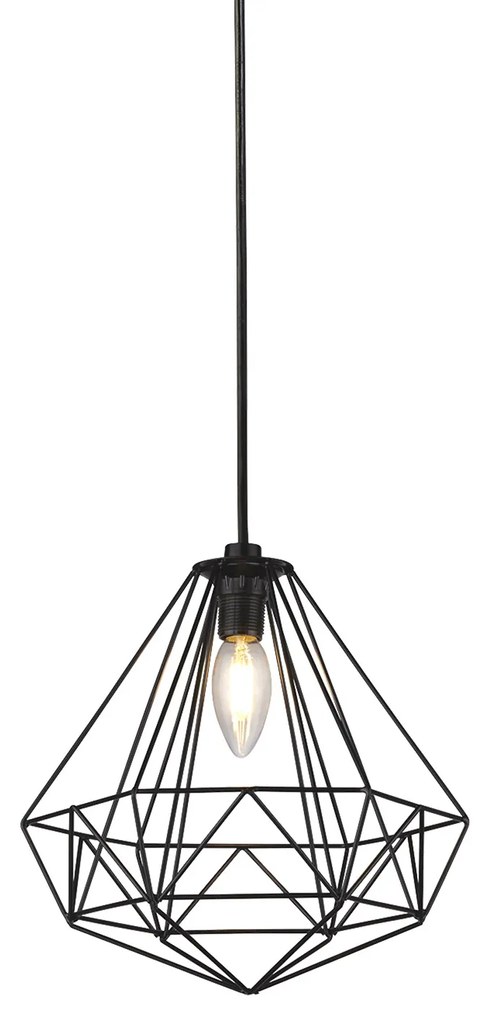 Sospensione Industrial-Nordico Nico Acciaio Nero 1 Luce B22/E14/E27