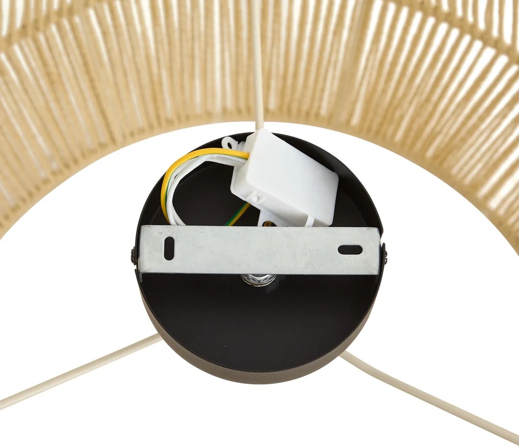Plafoniera Nera con Paralume in Corda Beige 50/50/30 - Cyl