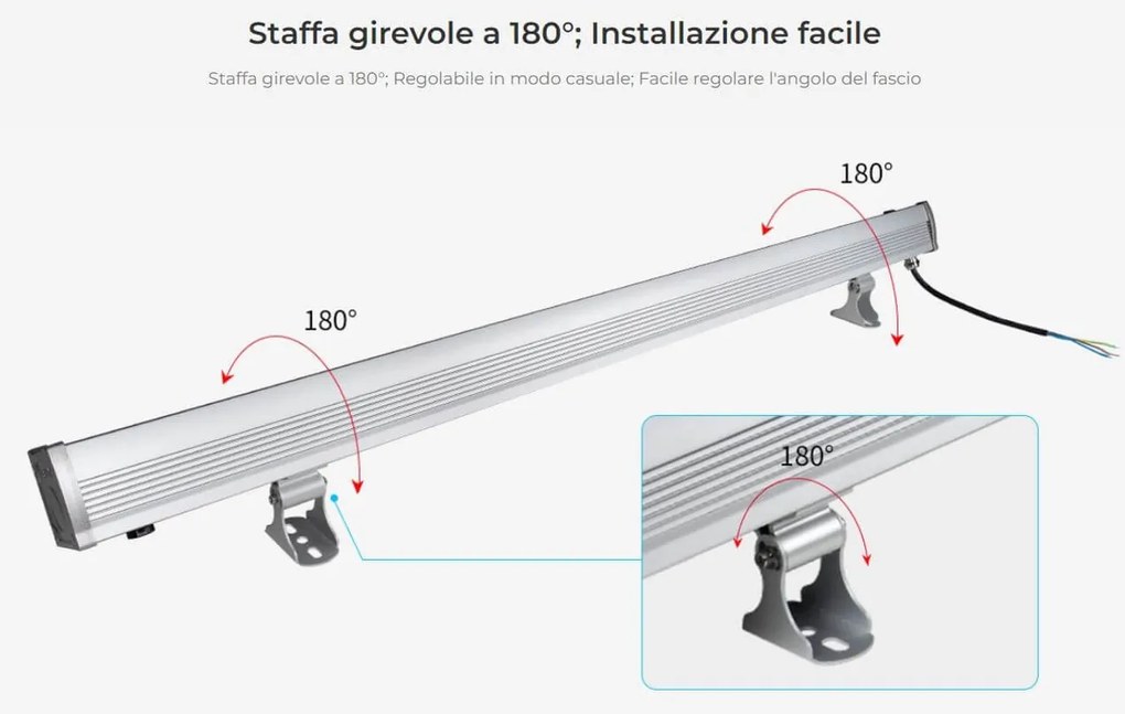 Wallwasher illuminazione Radente 24W 220V IP66 RGB+CCT - RF 24 GHz Colore RGB+CCT