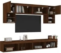 Mobili TV a Muro con LED 6pz Rovere Marrone Legno Multistrato 3216710