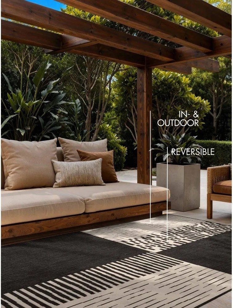 Tappeto da interno/esterno nero/color crema 160x230 cm Haringey Acacia – Ted Baker