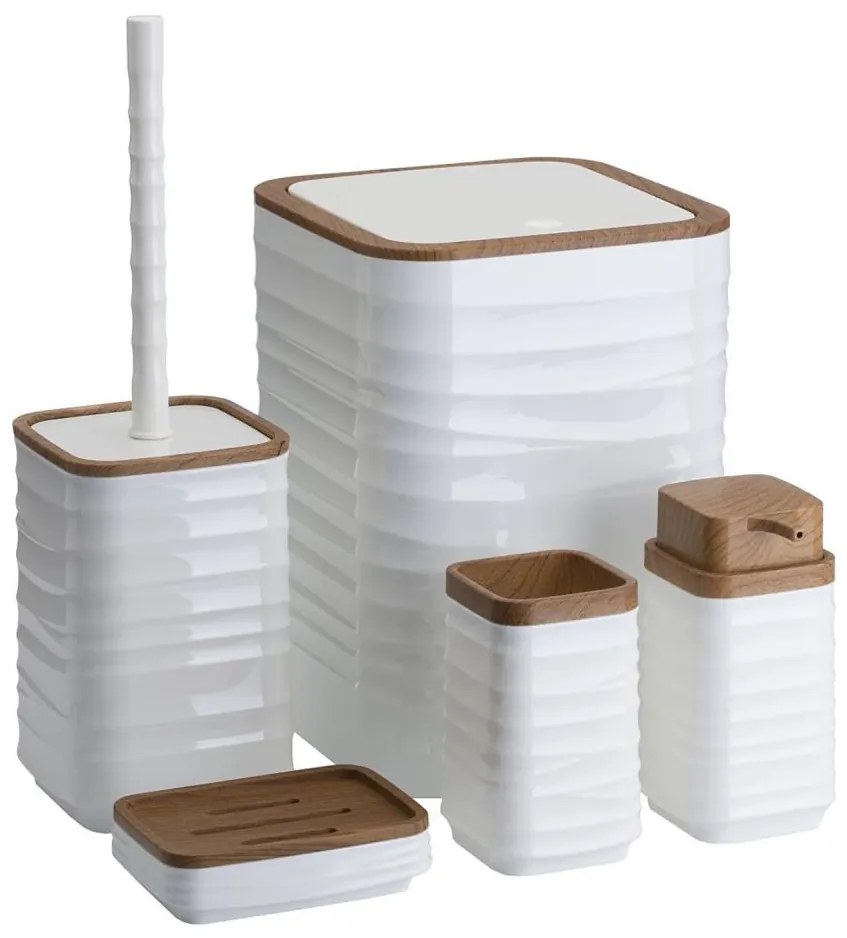 Set da bagno WAVE 5 pz bianco/marrone