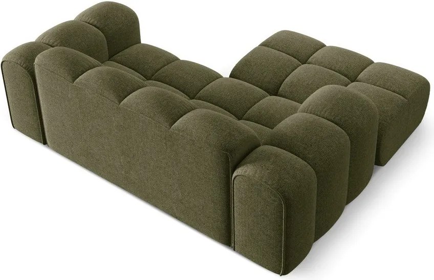 Divano angolare verde (con penisola a sinistra/con chaise lounge) con rivestimento in ciniglia Treno – Cosmopolitan Design